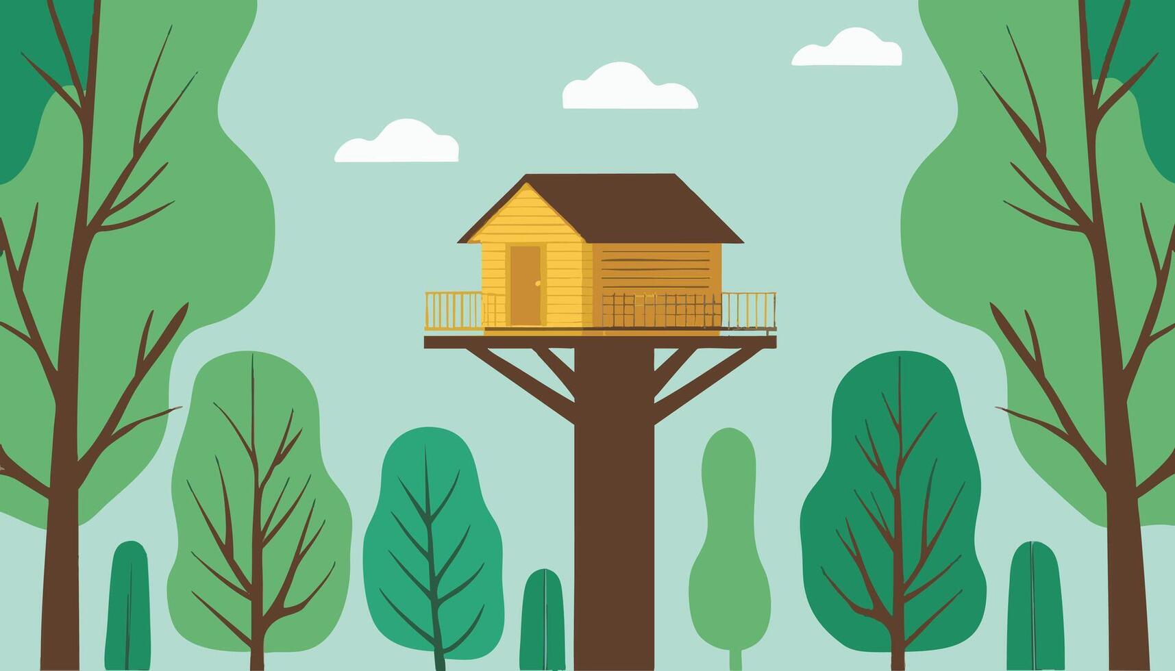 Treehouse in forest canopy vector