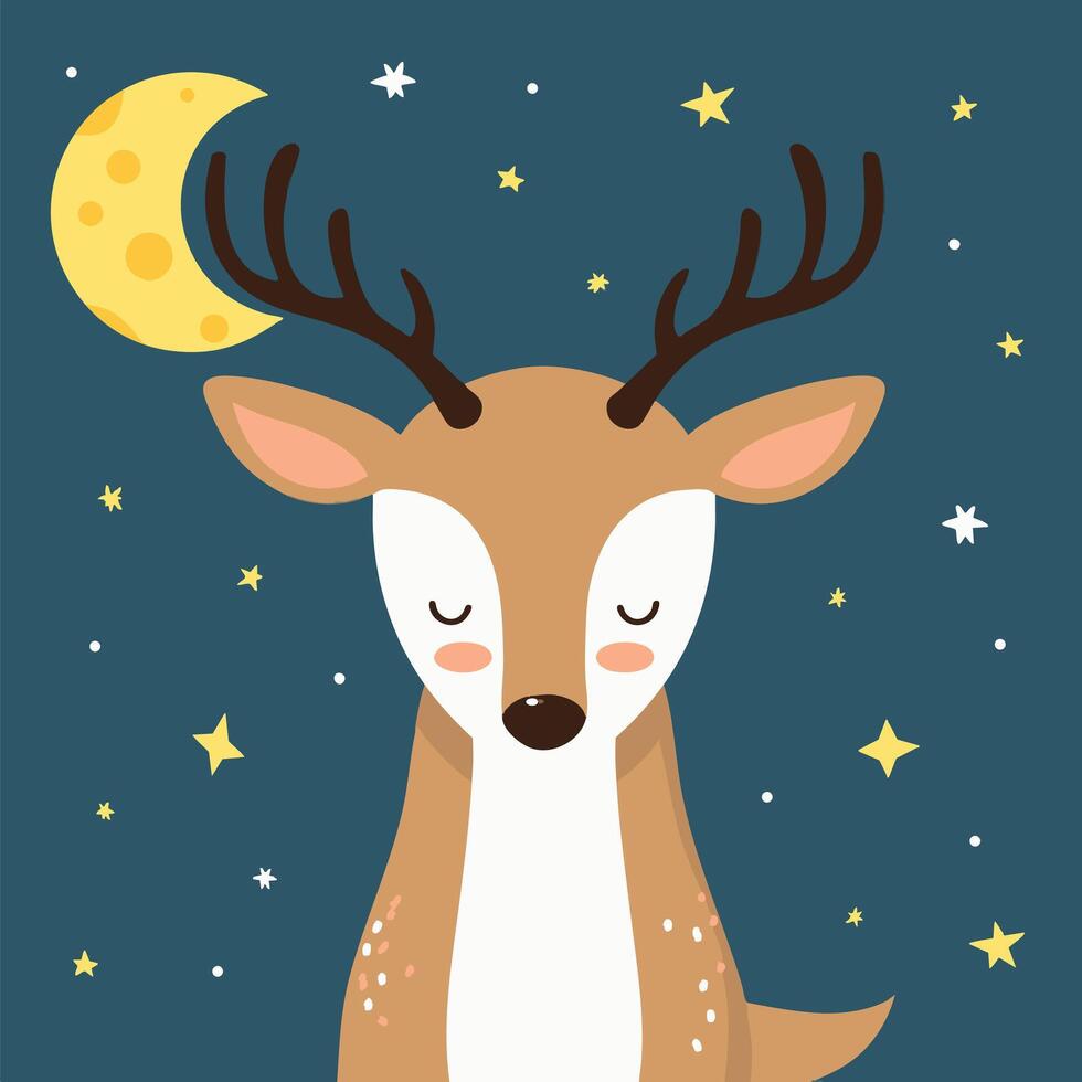 Deer with Crescent Moon vector