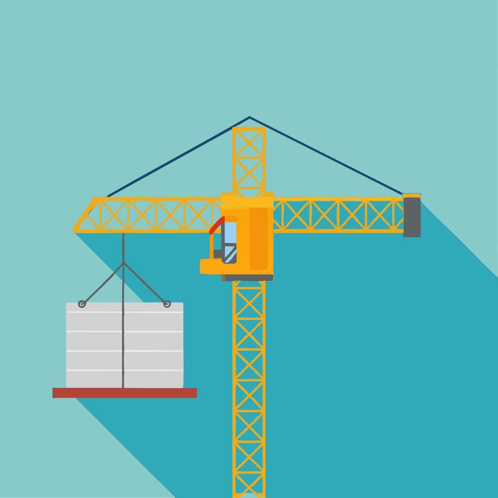 Tower Crane with Concrete Beam vector
