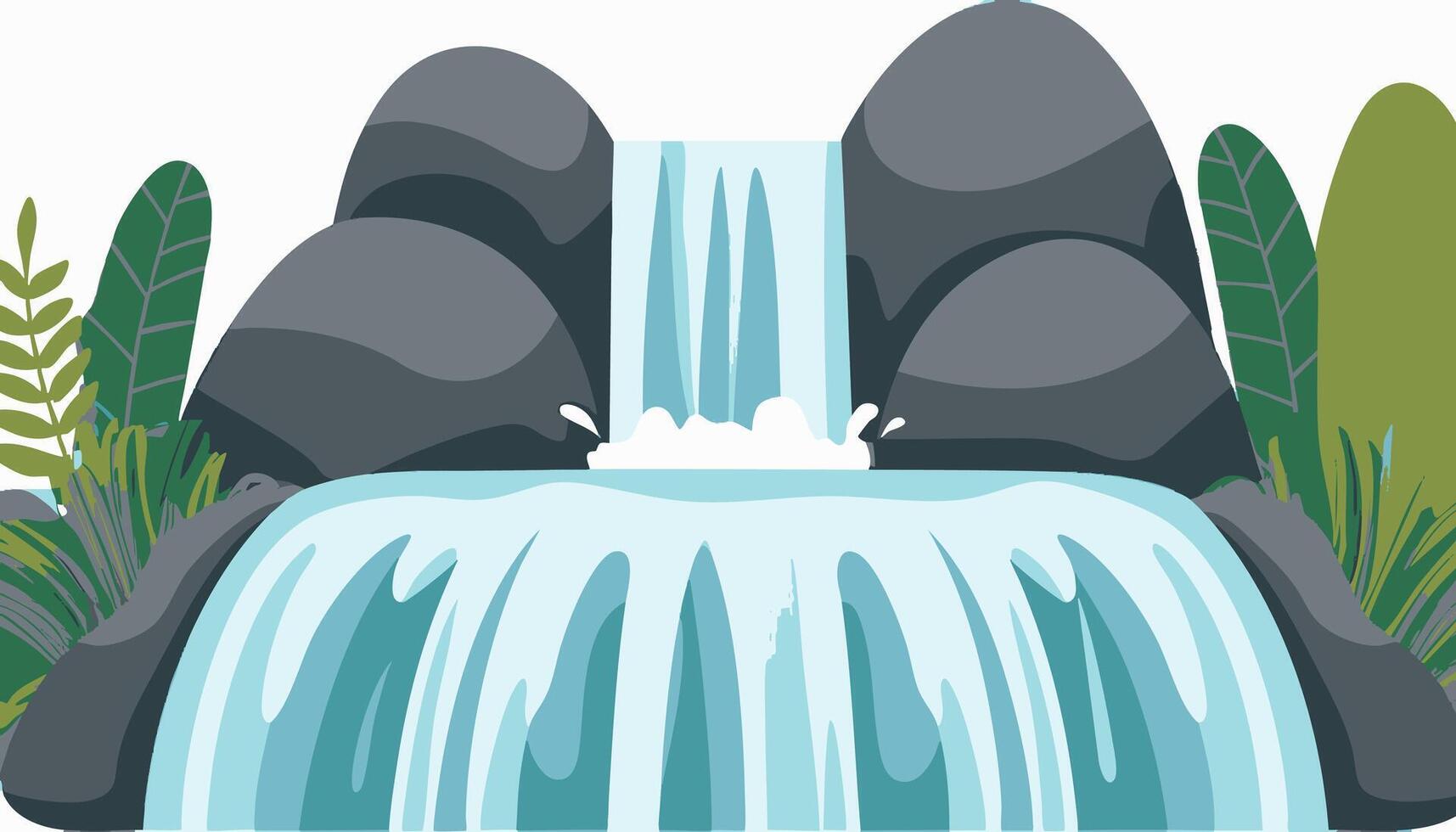 Waterfall cascading through rocks vector
