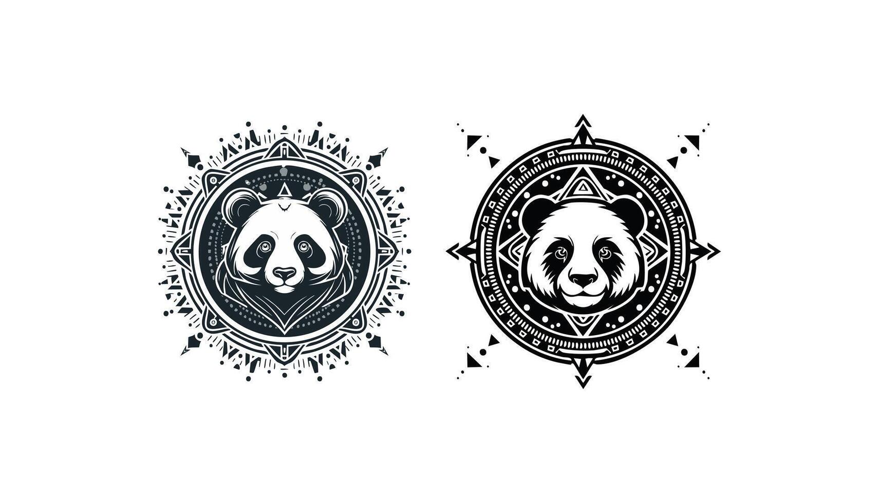 Panda aztec logo concept vector