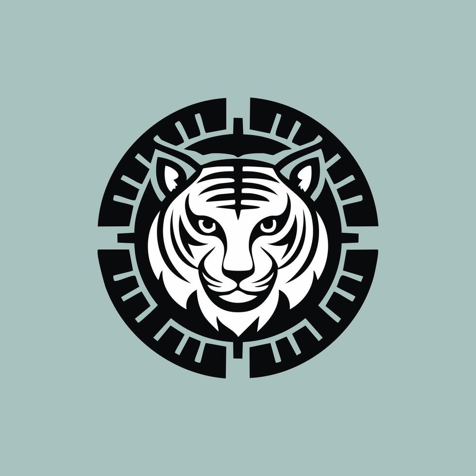 minimalist Tiger aztec logo vector