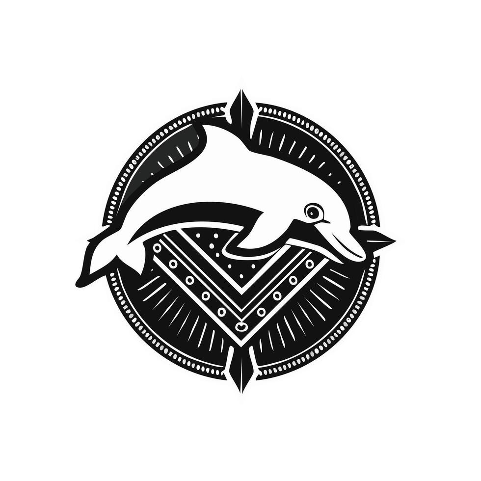 Dolphin aztec logo concept vector