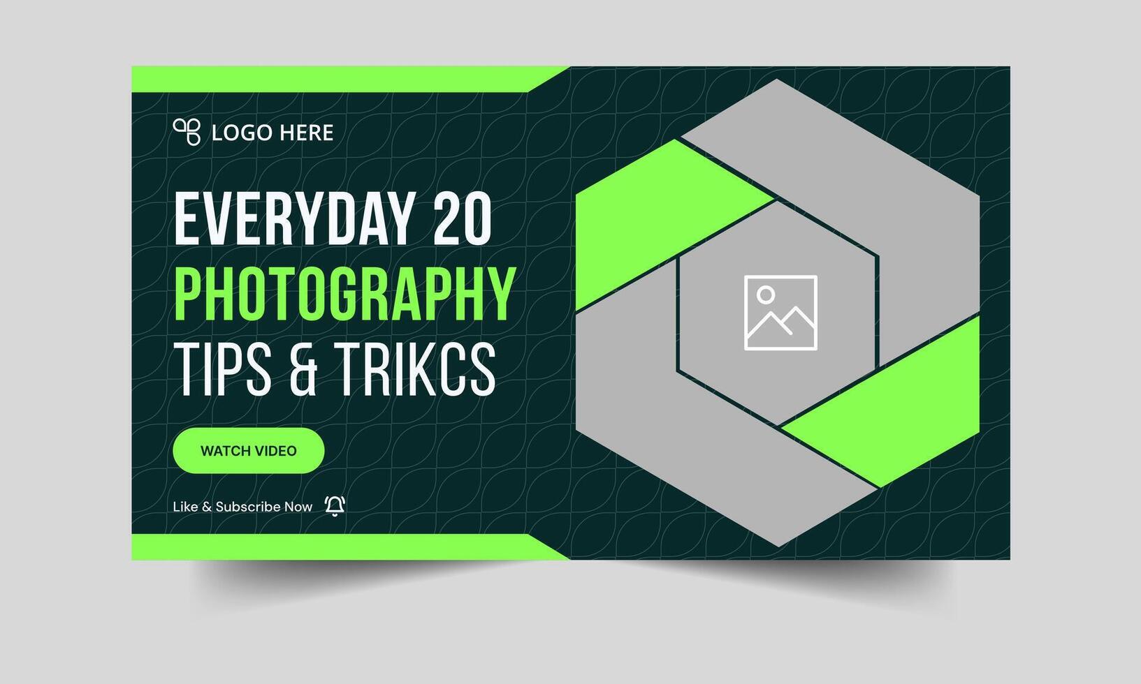 Trendy photography daily tips and tricks thumbnail banner design, daily photography learning tips and techniques cover banner design, fully editable eps 10 file format vector