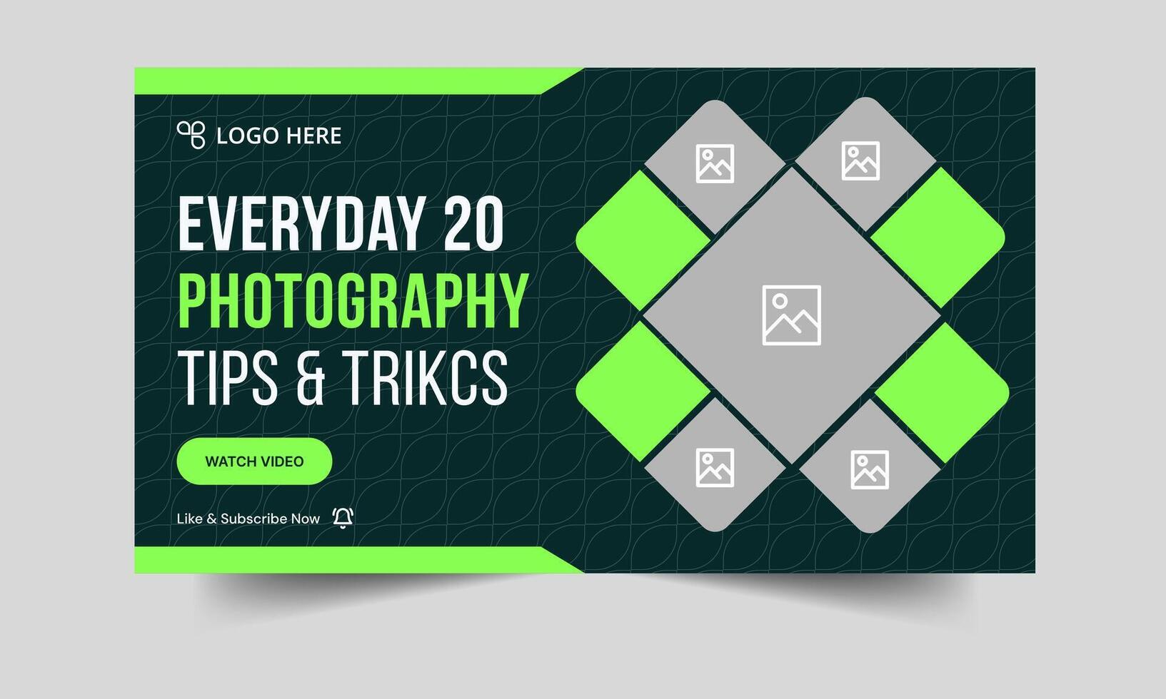 Trendy photography tips and tricks thumbnail banner design, daily photography techniques cover banner design, fully customizable eps 10 file format vector