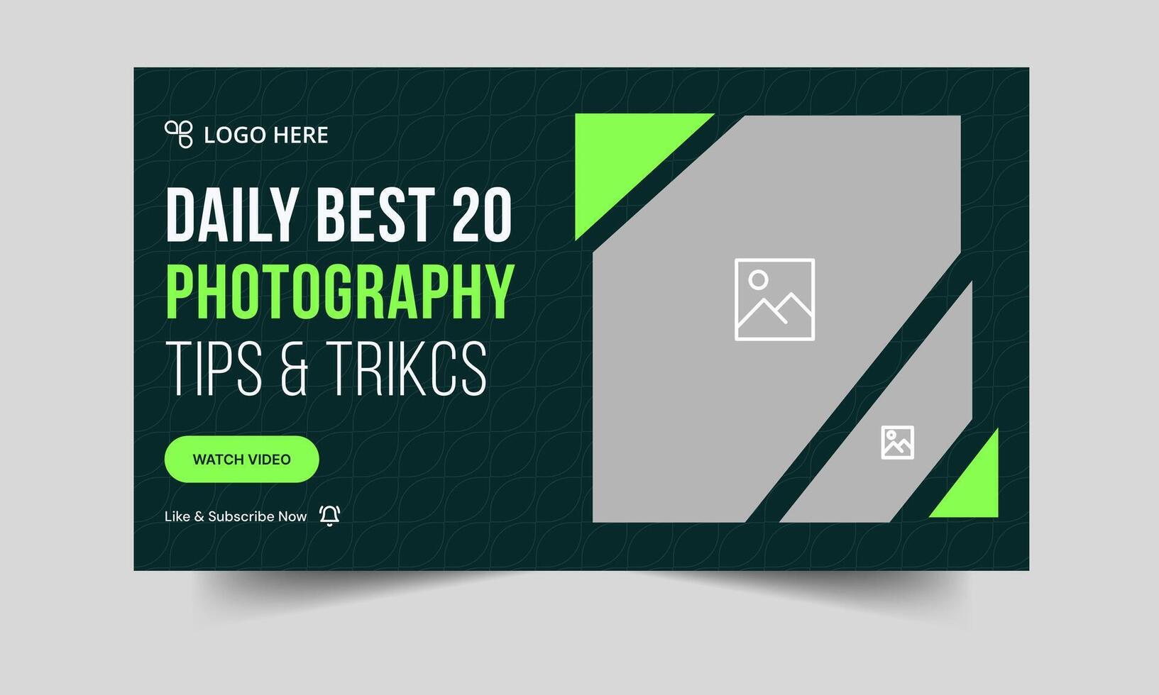 Unique photo session tips and tricks thumbnail banner design, daily photography techniques thumbnail cover banner design, editable eps 10 file format vector