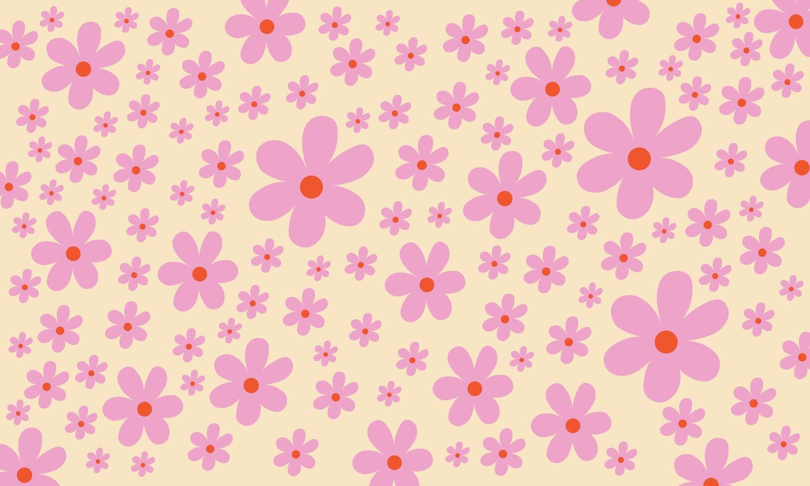 A pink and orange flower pattern on a beige background vector
