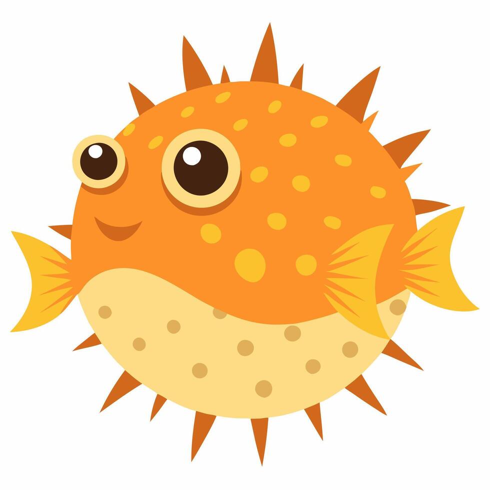 cartoon cute puffer fish. Colorful illustration fugu fish on white background .Suitable for children's books on zoology,sticker, mascot,logo. vector