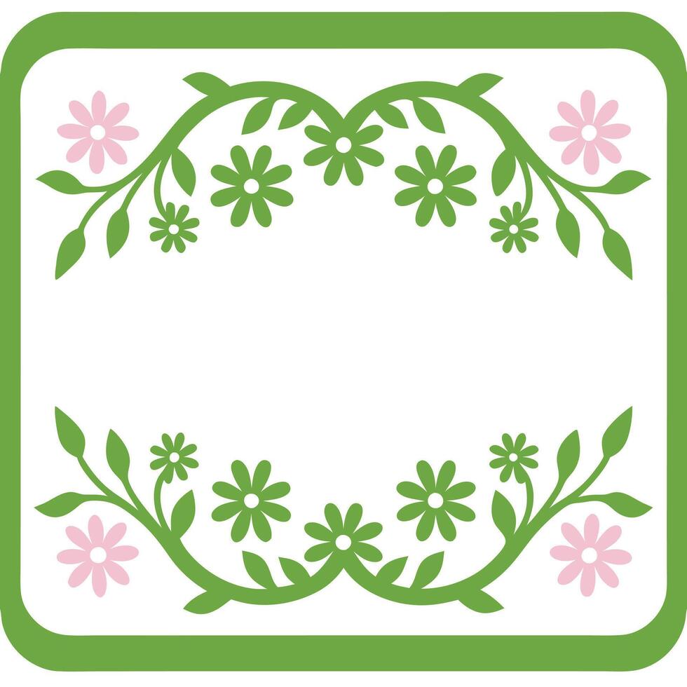 Soft Pastel Floral Frame Pink and Teal Flowers on White vector