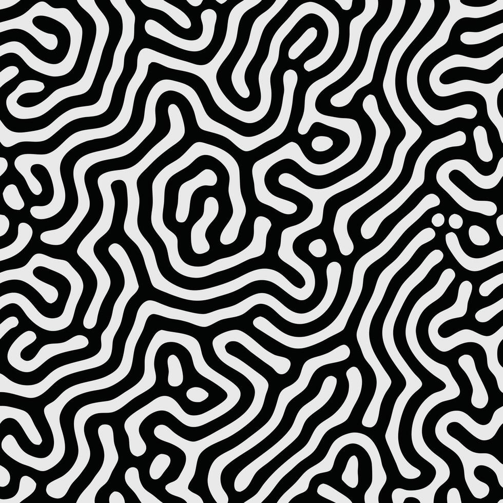 Black and White Abstract Pattern with Organic Curves vector