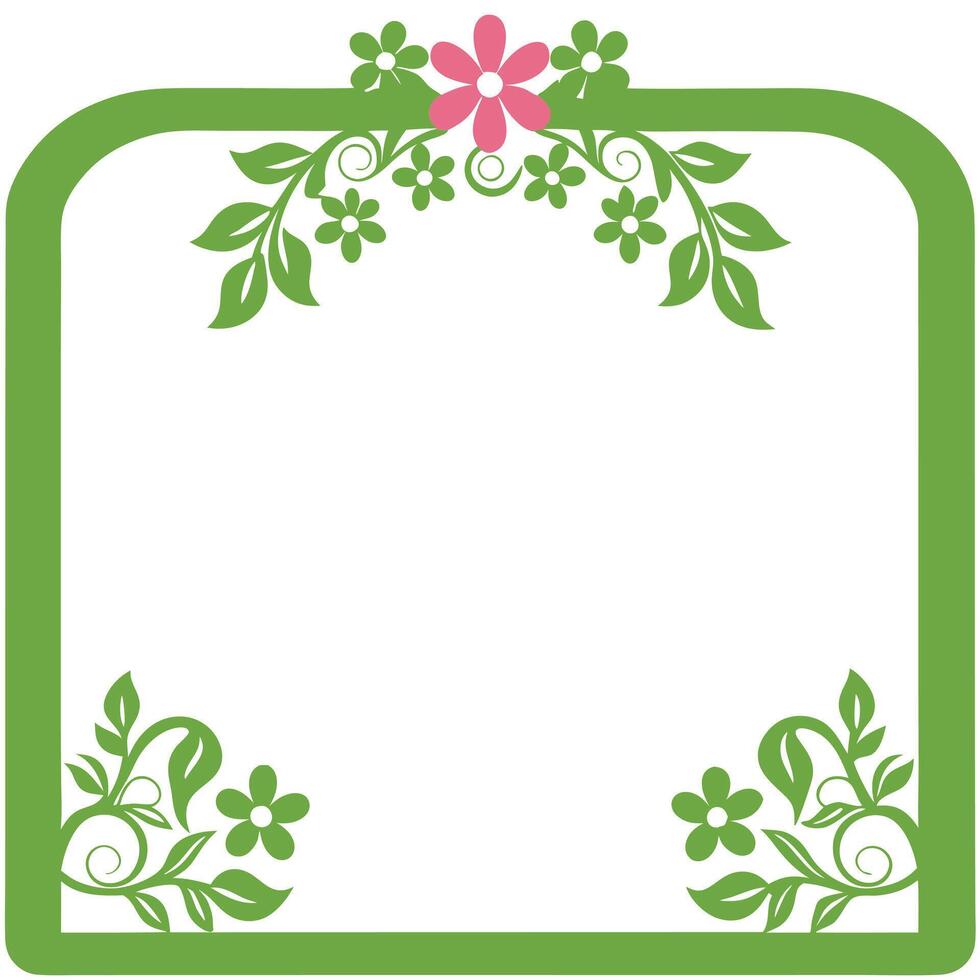 Floral Border Design with Pink and Teal Flowers on White vector