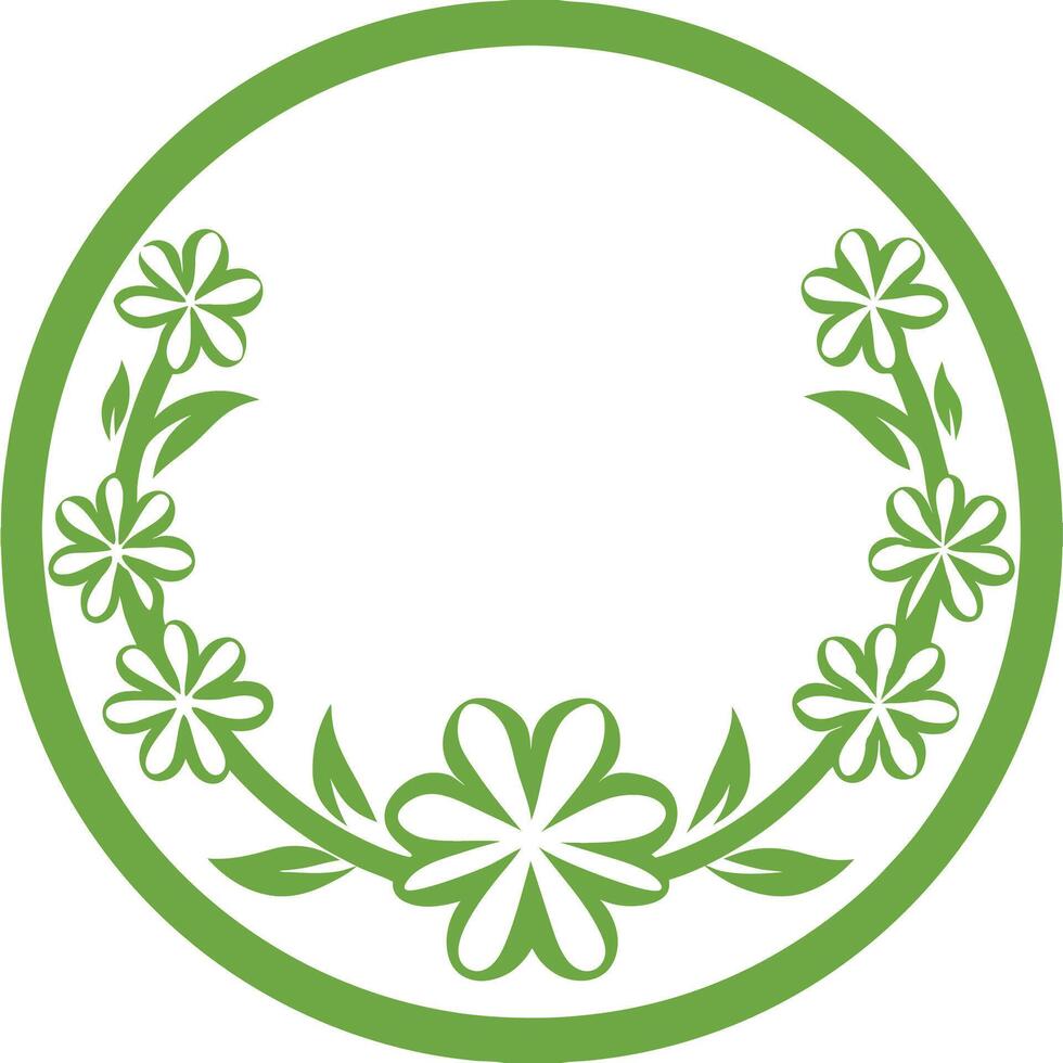 Elegant Monochrome Floral Wreath Decorative Botanical Illustration vector