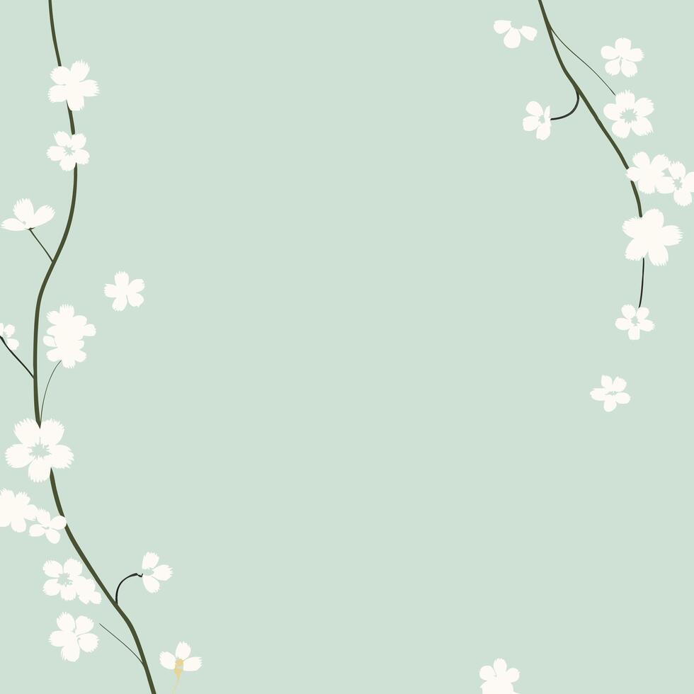 Hand-Drawn White Floral Border Minimalist Botanical Outline vector