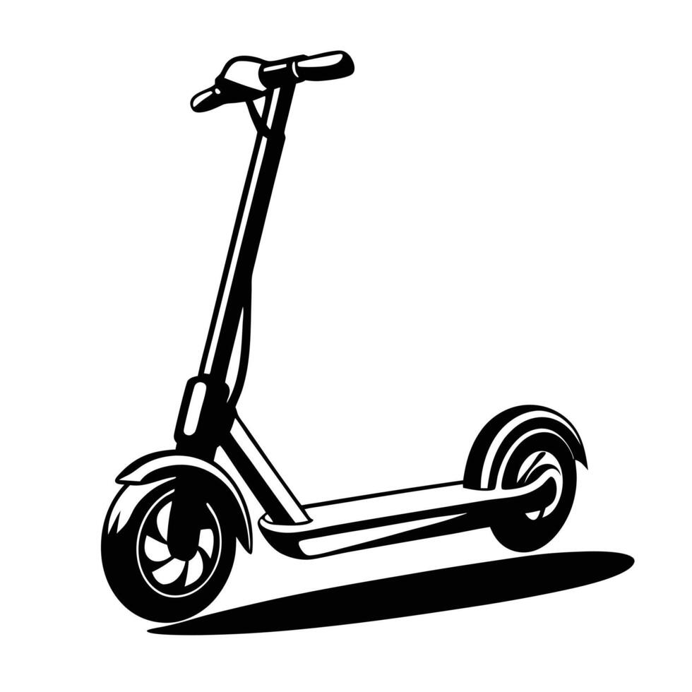Black and White Electric Scooter Illustration Minimalist Design vector