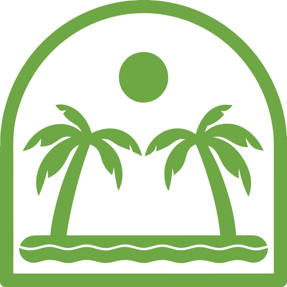 Classic Beachside Island View in Monochrome Style vector