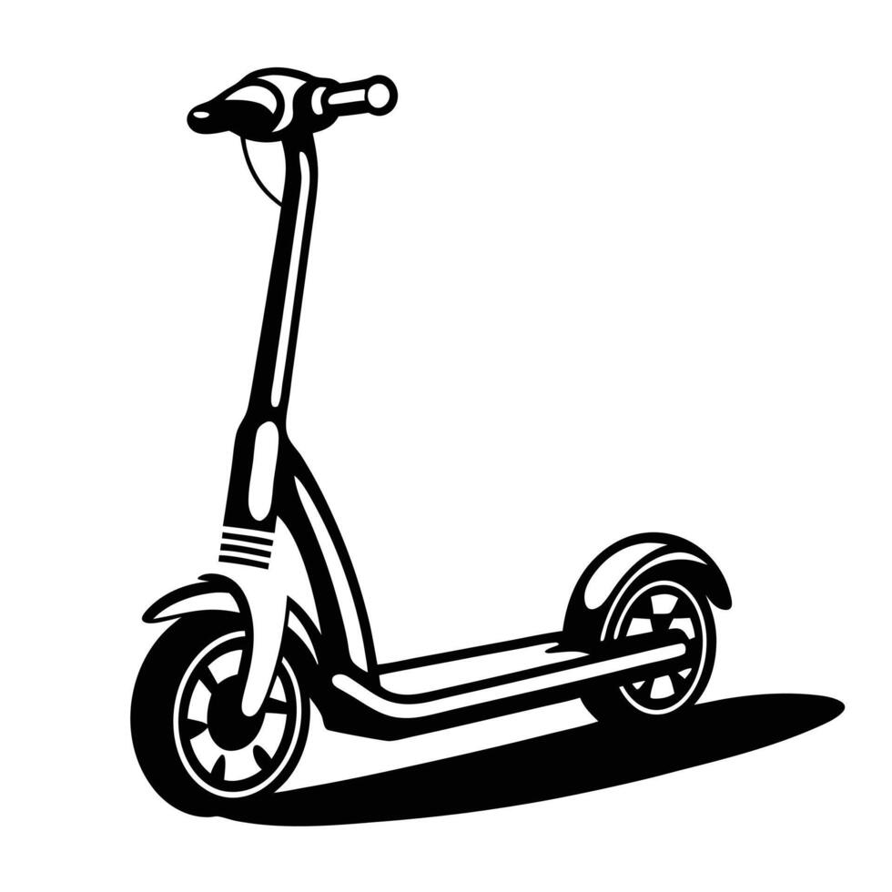 Vintage-Inspired Electric Scooter Illustration in Monochrome vector
