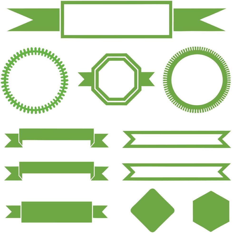 Classic Ribbon Banner Set in Black and White Style vector