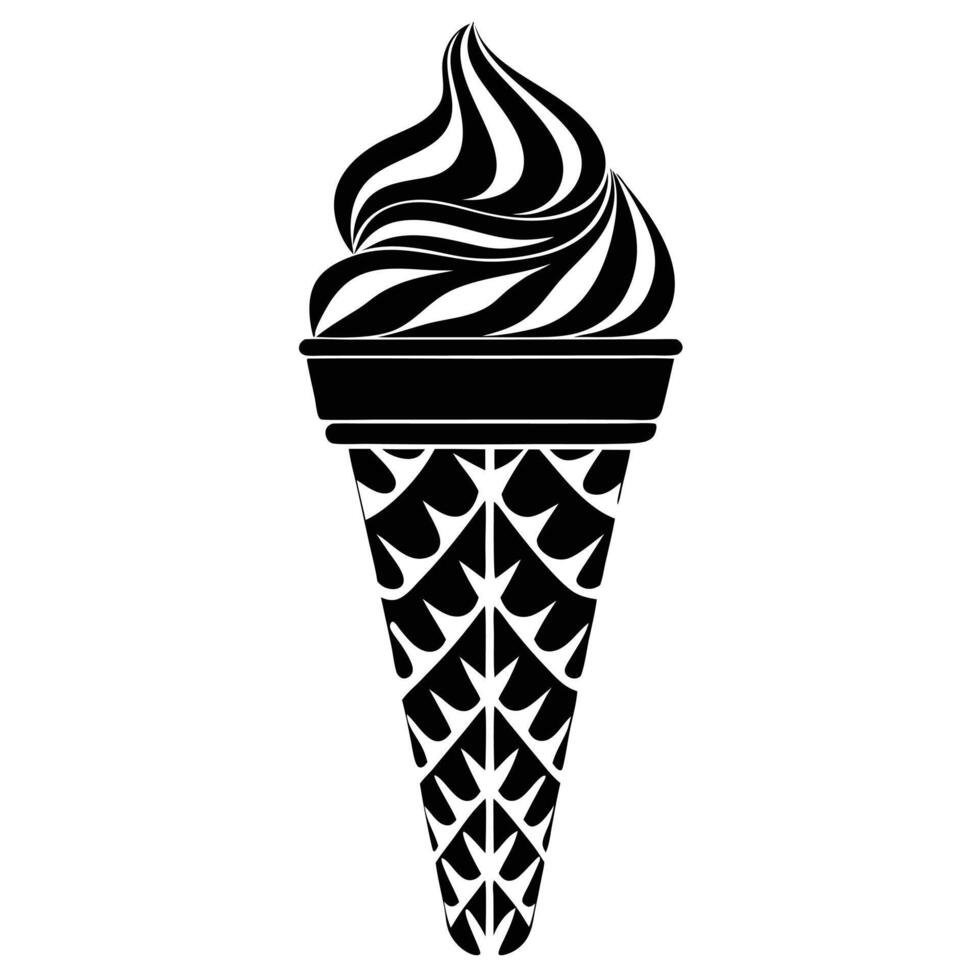 Tasty Ice Cream Treat Black and White Food Illustration vector