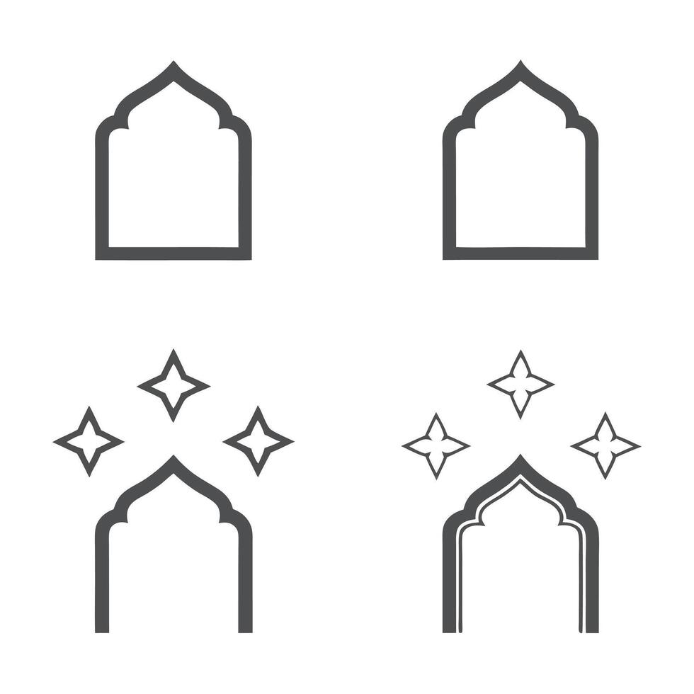 Islamic Architecture with Mosque Silhouettes and Crescent Moon vector