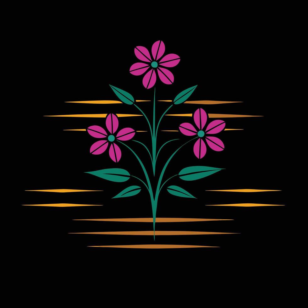 Simple and Modern Floral Artwork with Delicate Flowers vector