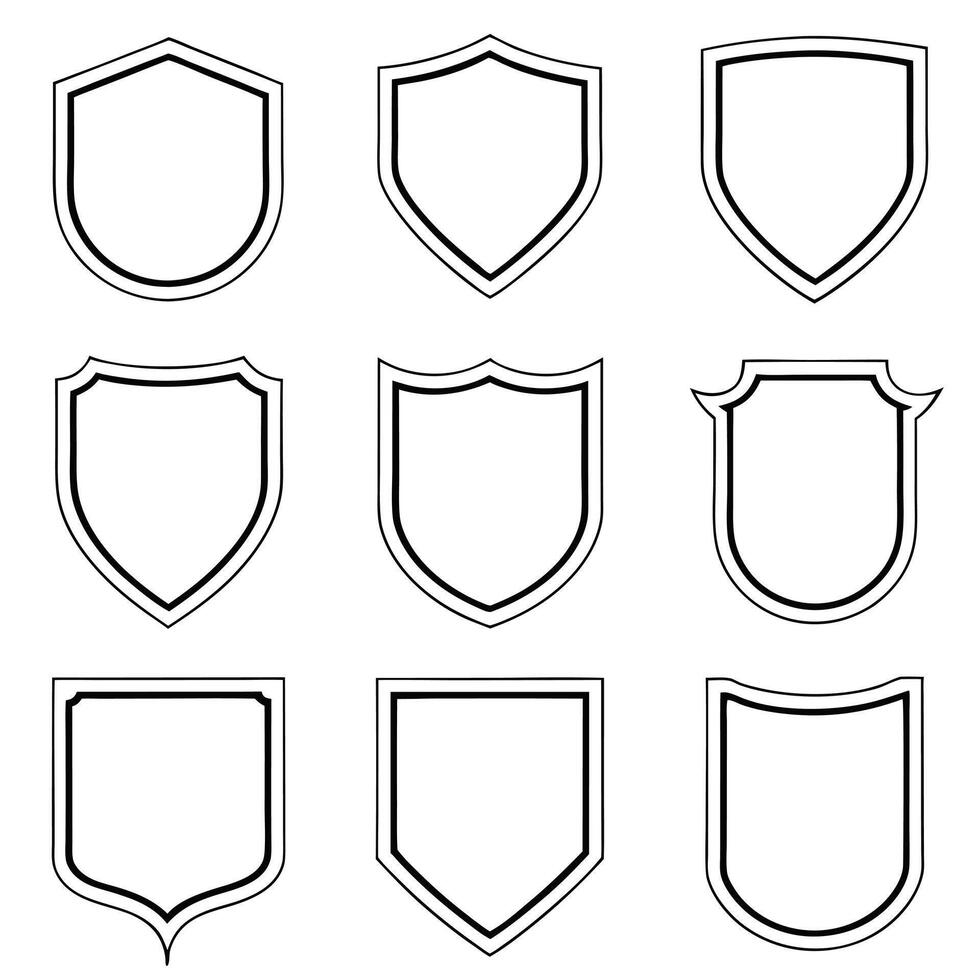 Traditional Coat of Arms Shield Shapes in Monochrome vector