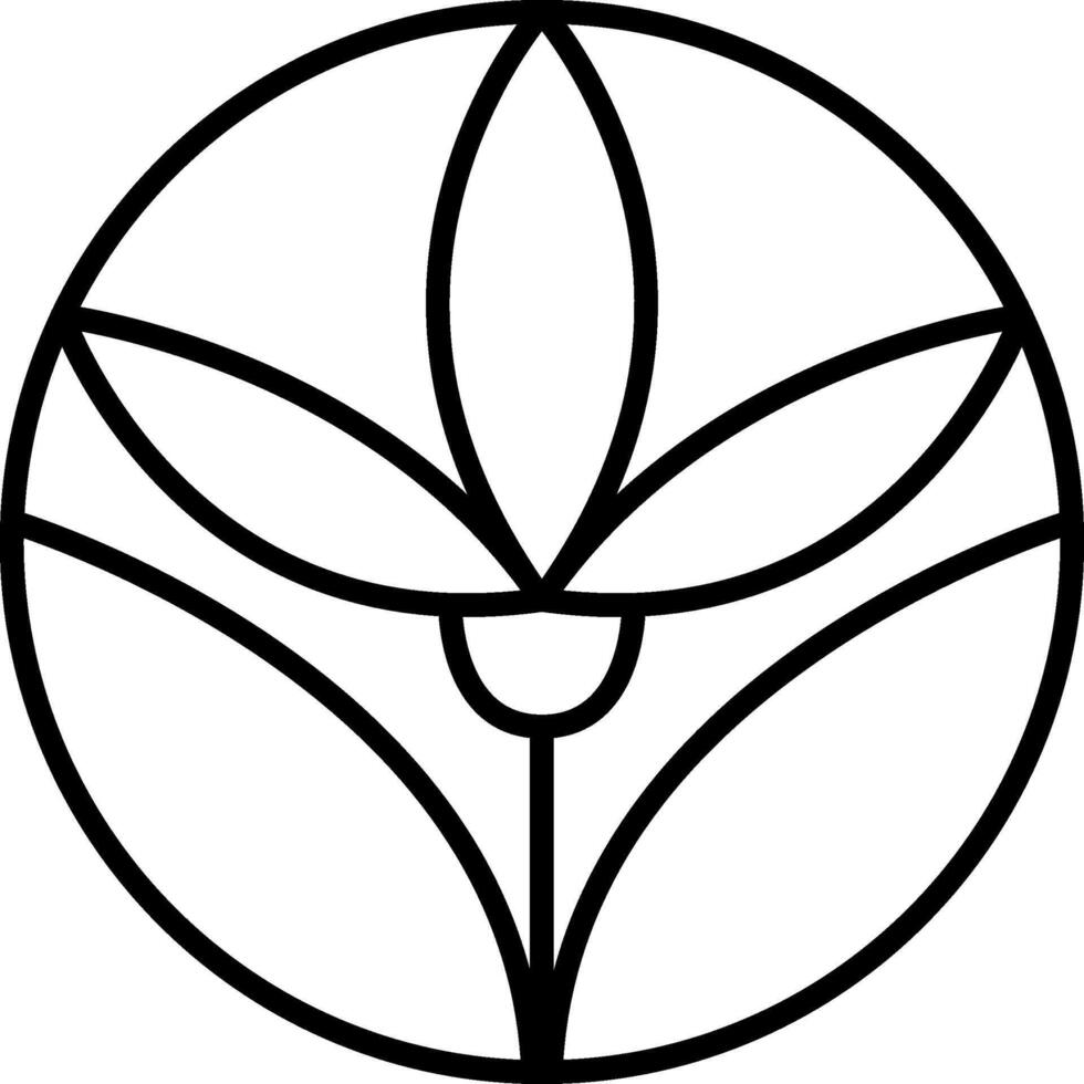 Simple flower round line logo aesthetics. plant in circle linear style icon. abstract badge for design of natural products, flower shop, cosmetics, ecology concepts, health, spa, yoga center vector