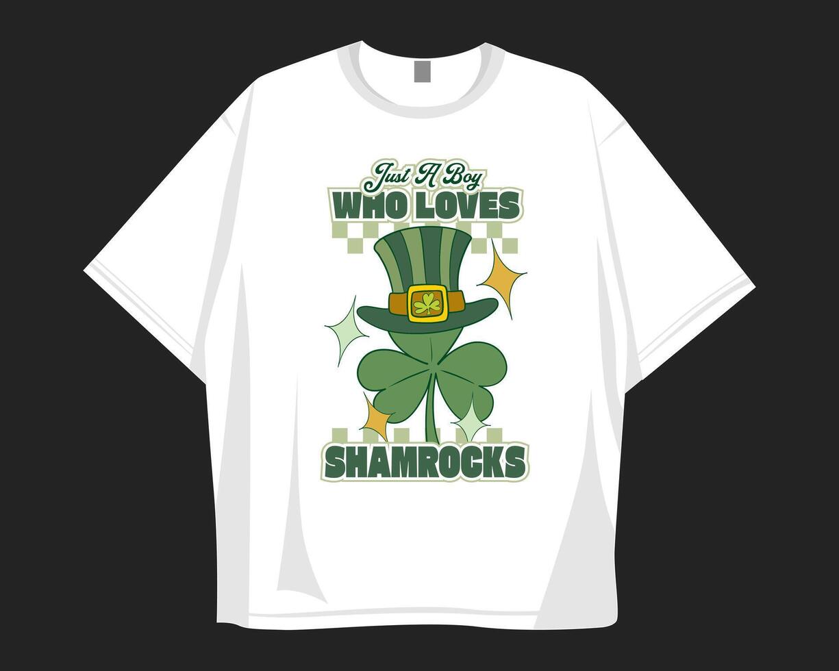 Just a boy who loves shamrocks, St. Patrick's Day t shirt design for print to celebrate festival vector