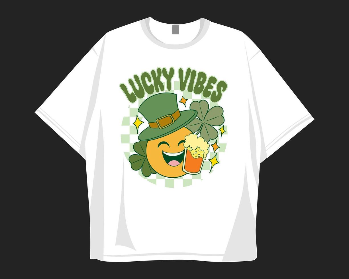 Lucky vibes, St Patrick's Day t shirt design for print to celebrate festival vector