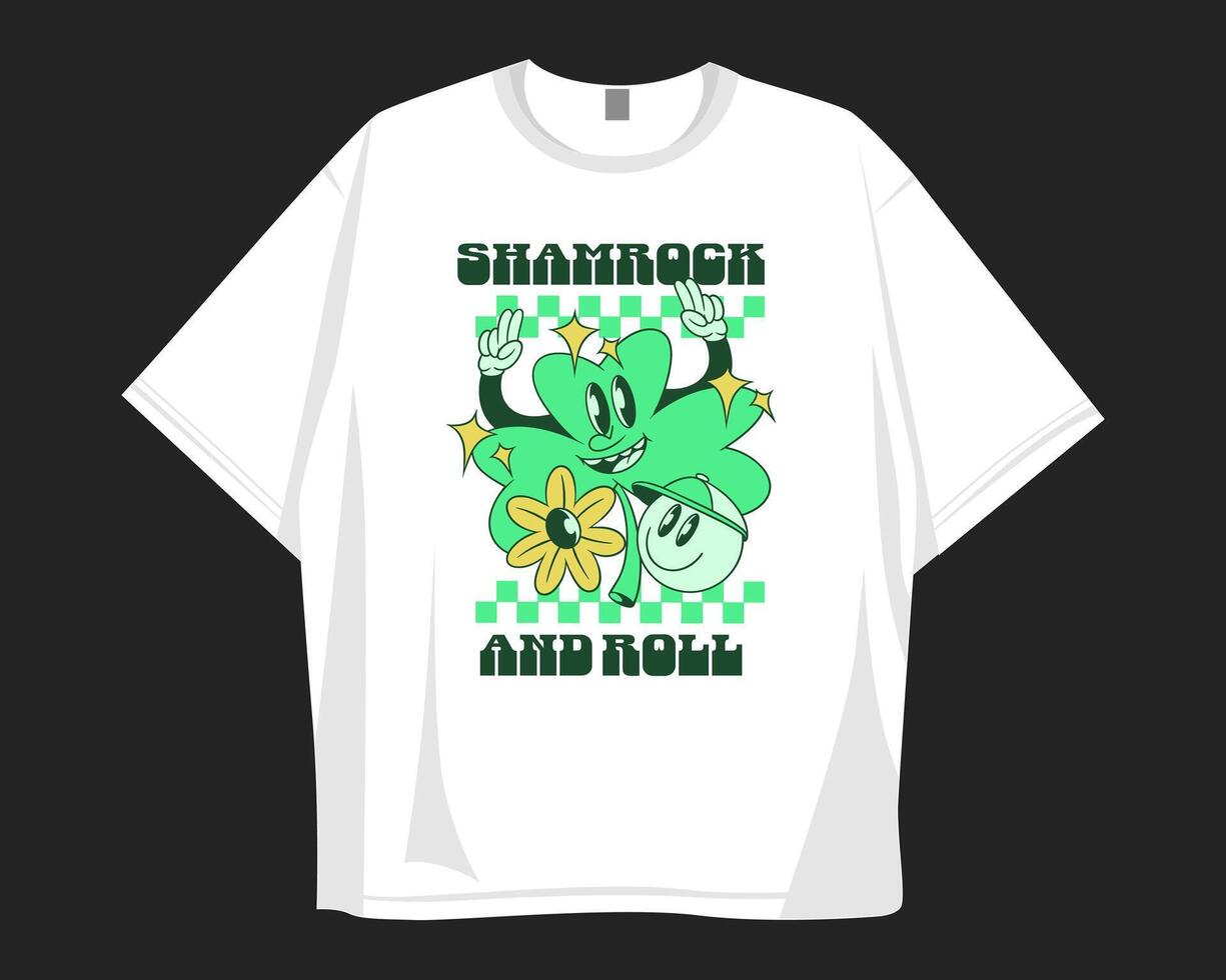 Shamrock and roll, St. Patrick's Day t shirt design for print to celebrate festival vector