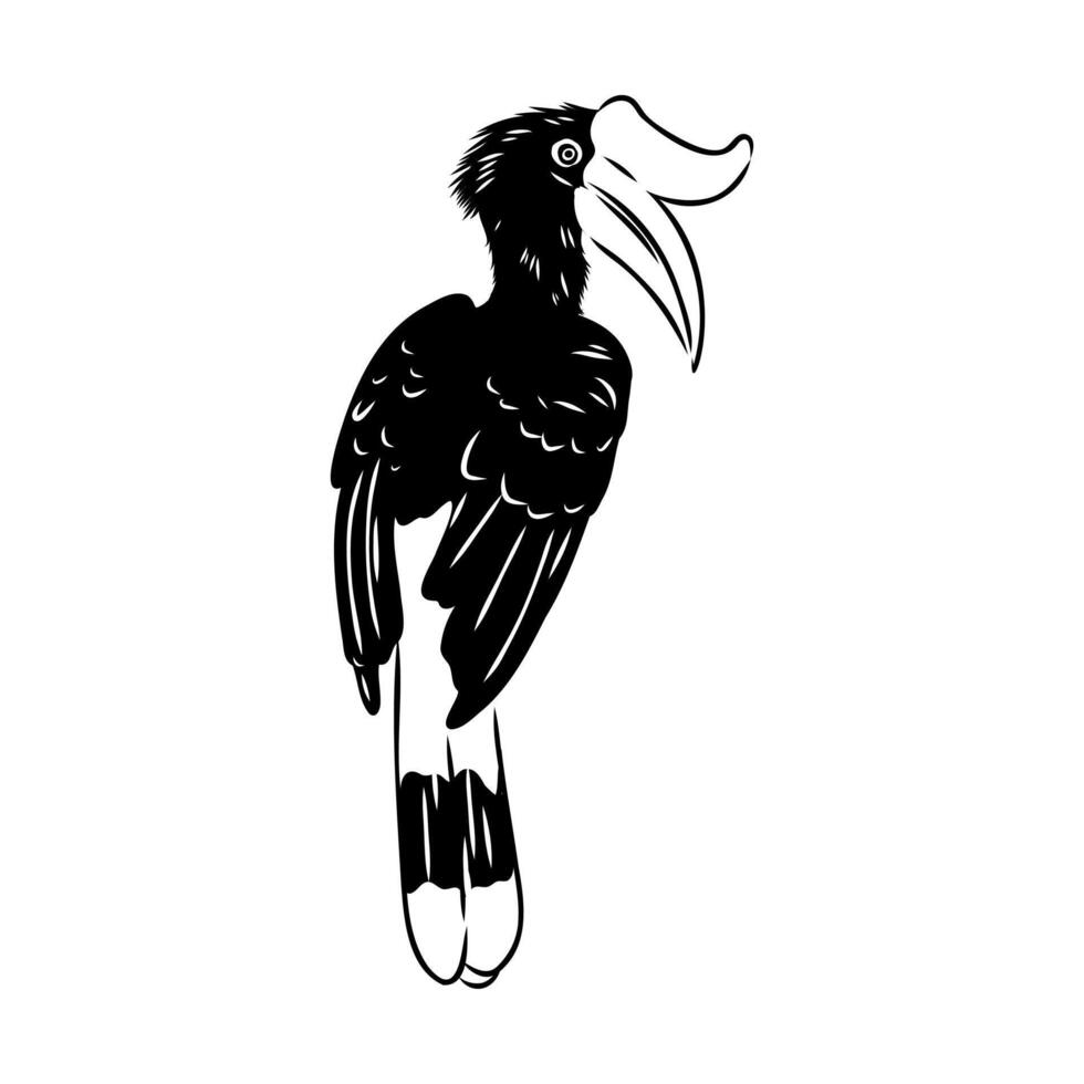 wild rhino bird handmade drawing vector