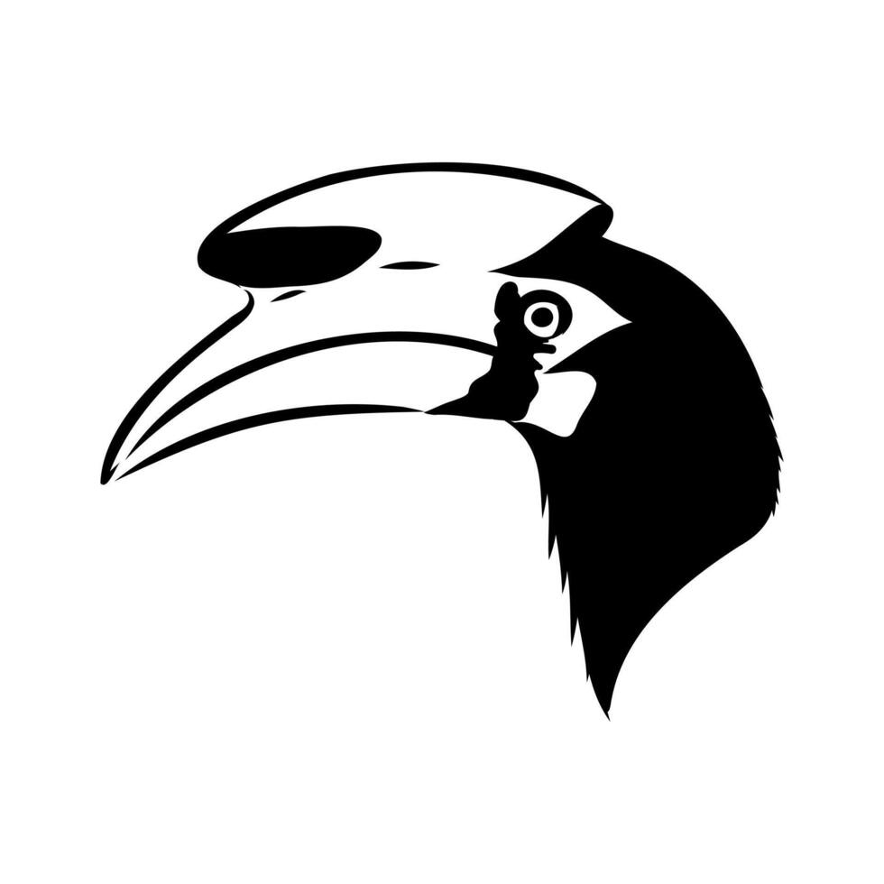 rhinoceros bird black and white sketch vector