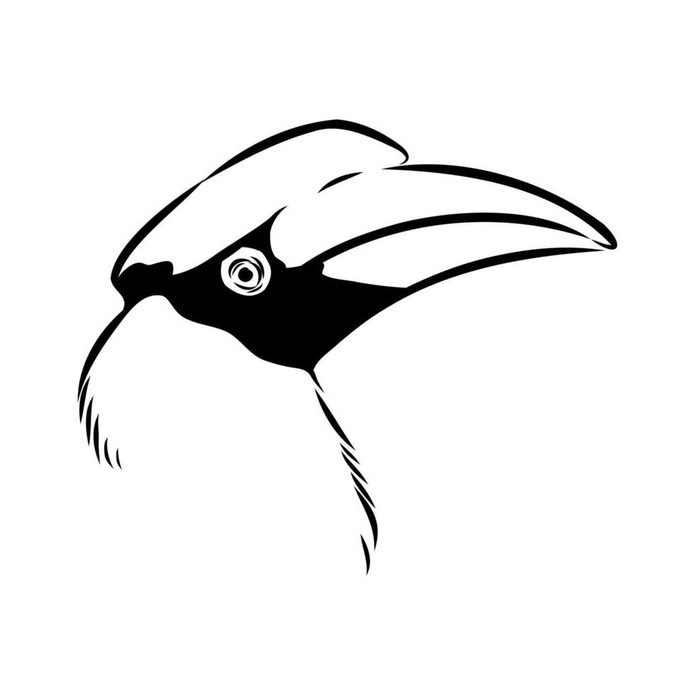 rhino bird head hand-drawn vector