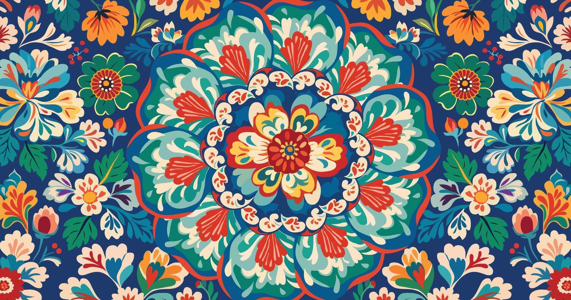 Floral pattern ornament in multi color, illustration style for background design. vector