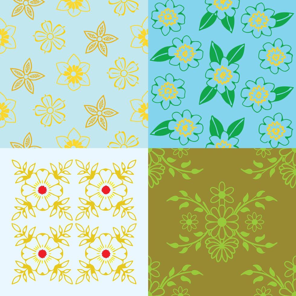 Botanical Line Art Pattern Floral Design vector