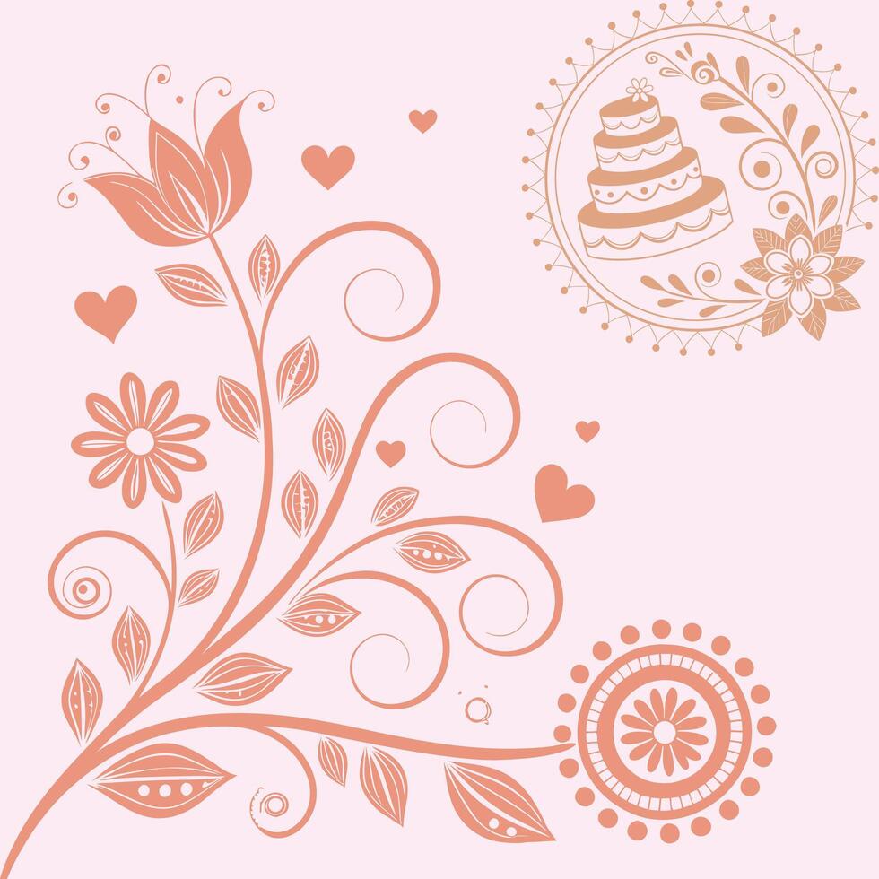 Vintage Pale Peach Wedding Background Collection vector