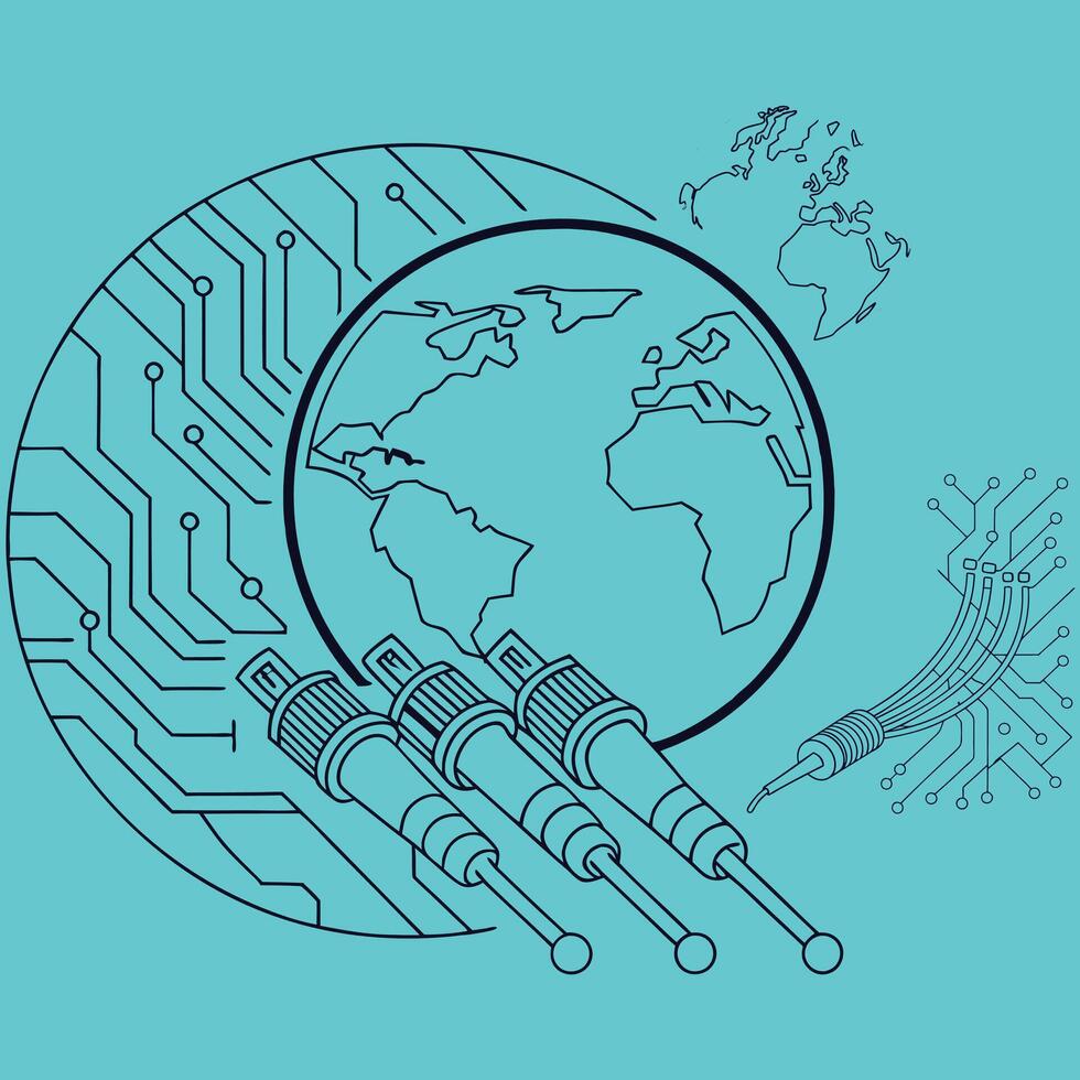 Global Digital Connectivity Optical Circuit Board Technology vector