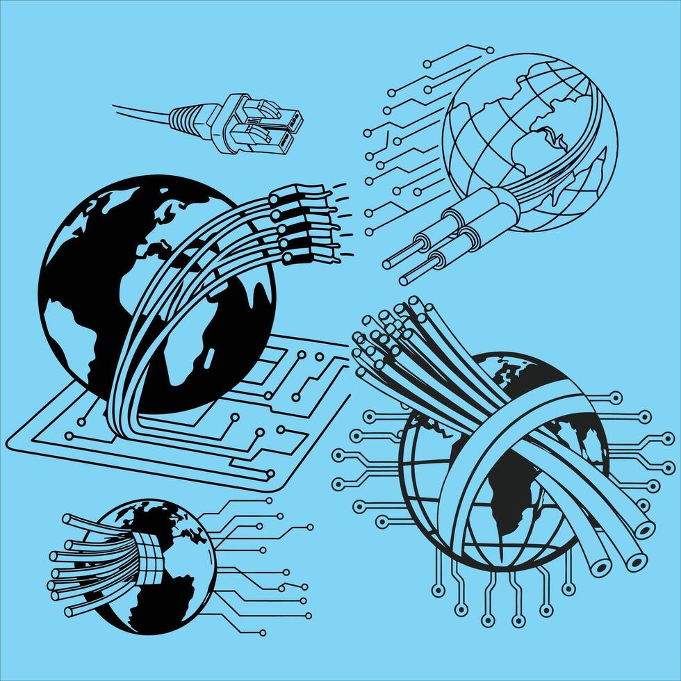 Global Optical Fibres and Circuit Board Technology vector