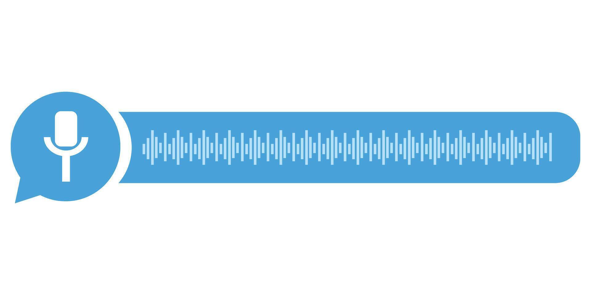 Voice message bubble with a sound wave and microphone symbol, representing a voice recording feature in digital communication platforms vector