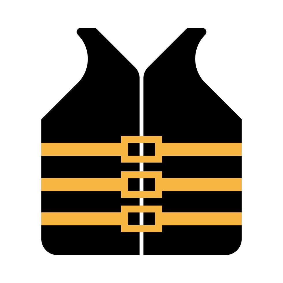 Life vest icon with multiple yellow stripes representing a flotation device for water safety and emergency preparedness vector