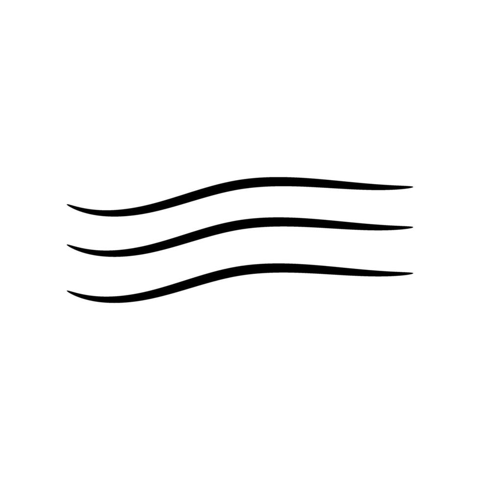 Simple three wave icon representing motion or water, used for symbolizing waves, sound, or fluid movement vector