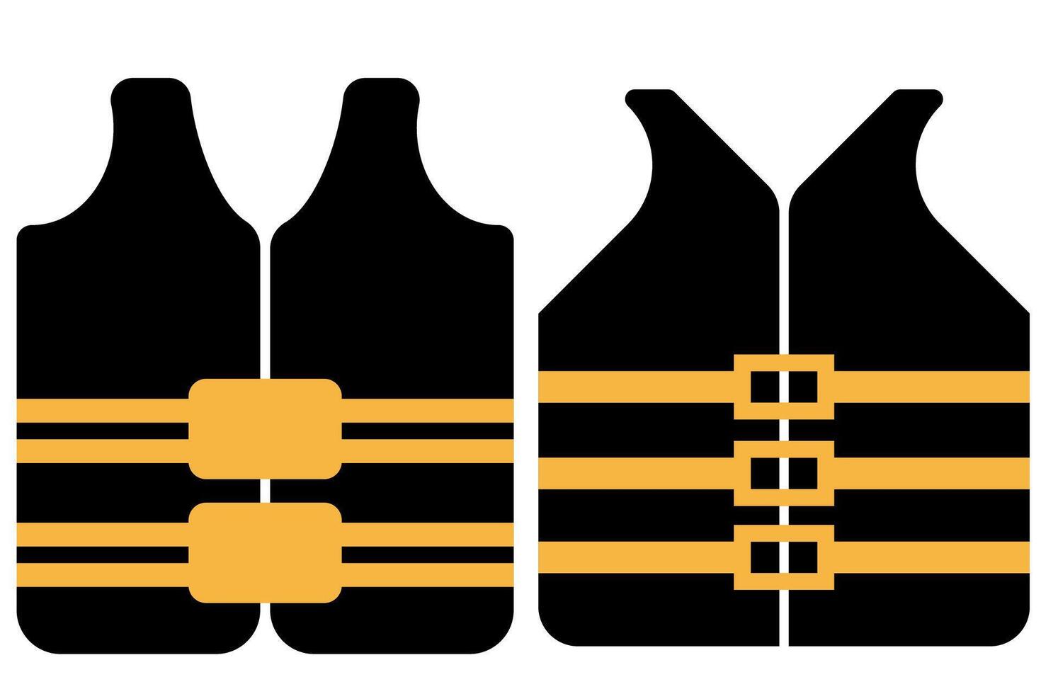 Comparison of two life jacket icons with varying stripe patterns, representing emergency flotation devices for water activities vector