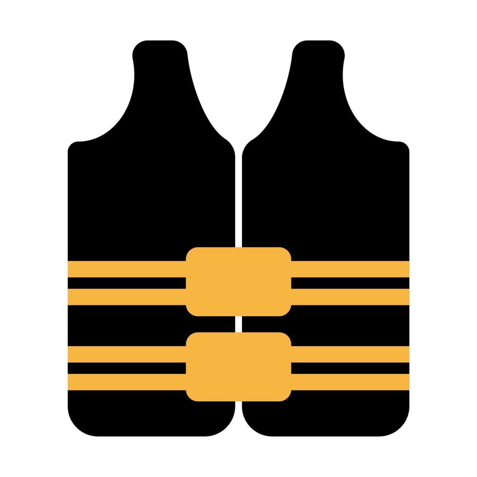 Life jacket safety icon in a minimalistic style with yellow stripes, symbolizing emergency preparedness and personal flotation device vector
