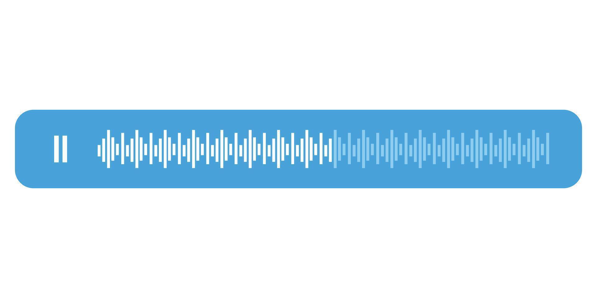 Voice message bubble with sound wave, showing paused playback, representing the action of listening to a voice message in a chat application vector