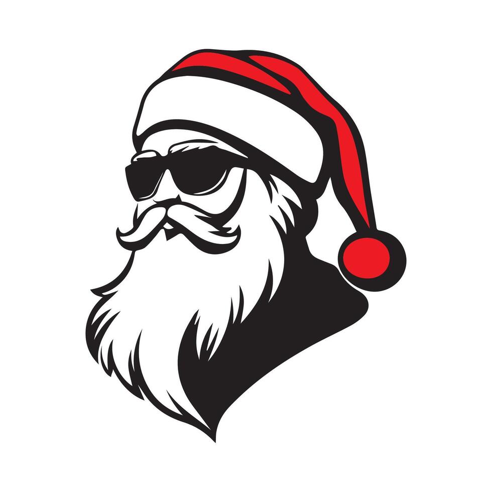 Santa With Sunglasses Art, Icons, and Graphics isolated on white background vector