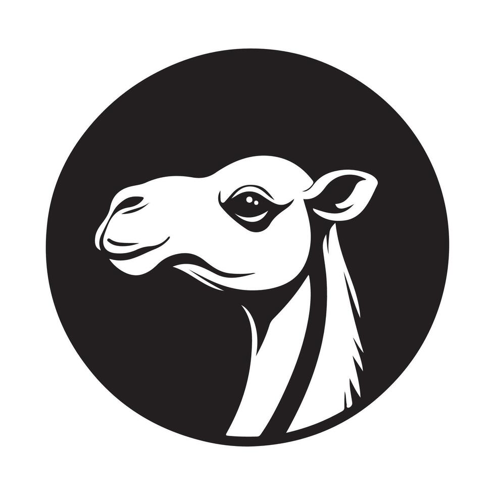 Head Camel in Circle Logo Template image isolated on white background. vector