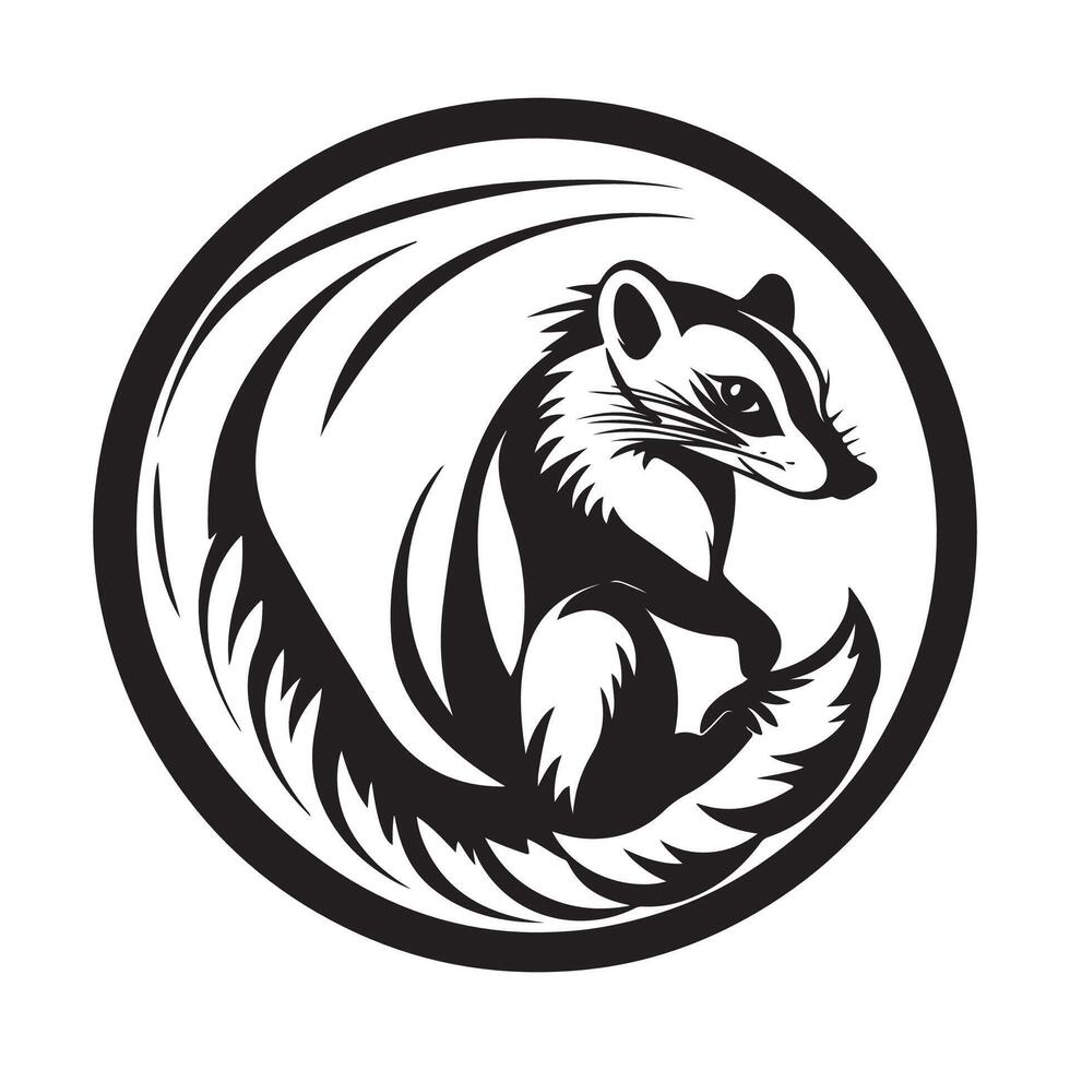 Circle Skunk Cute Little Animal Nature Logo design image vector