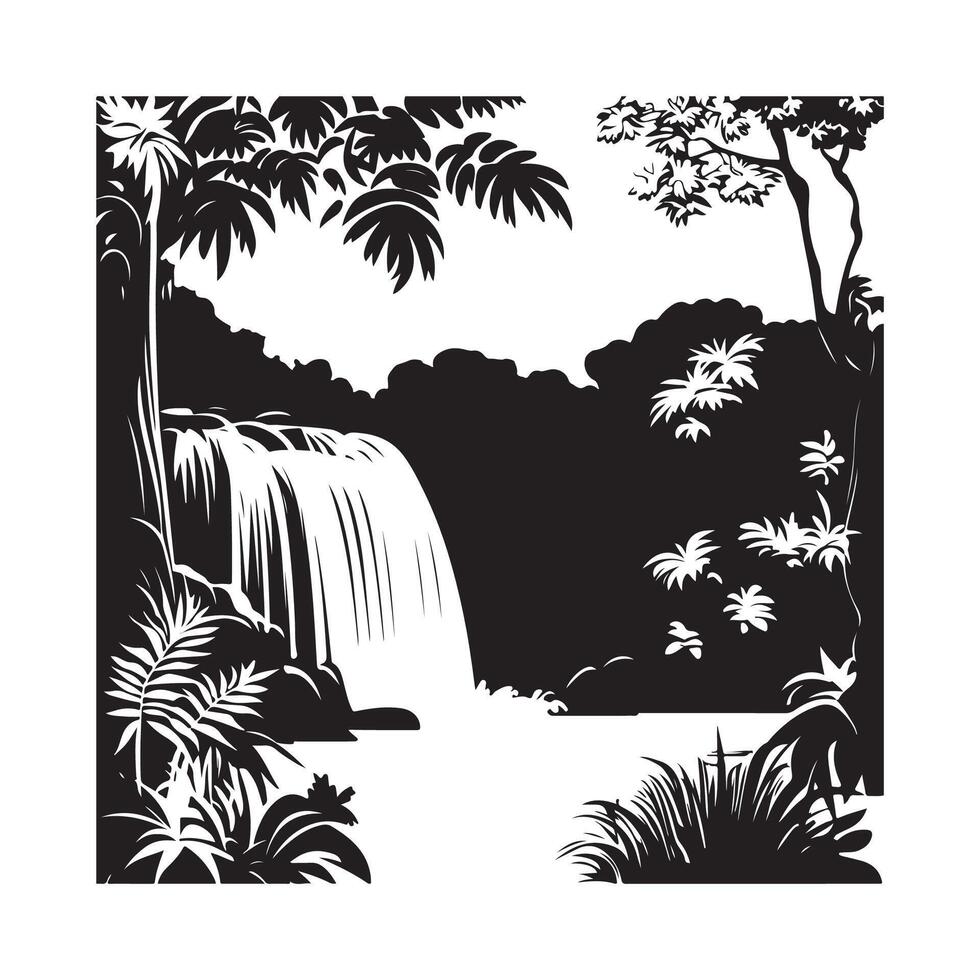 Waterfall forest nature tropical background jungle wallpaper Stock image isolated on white background vector