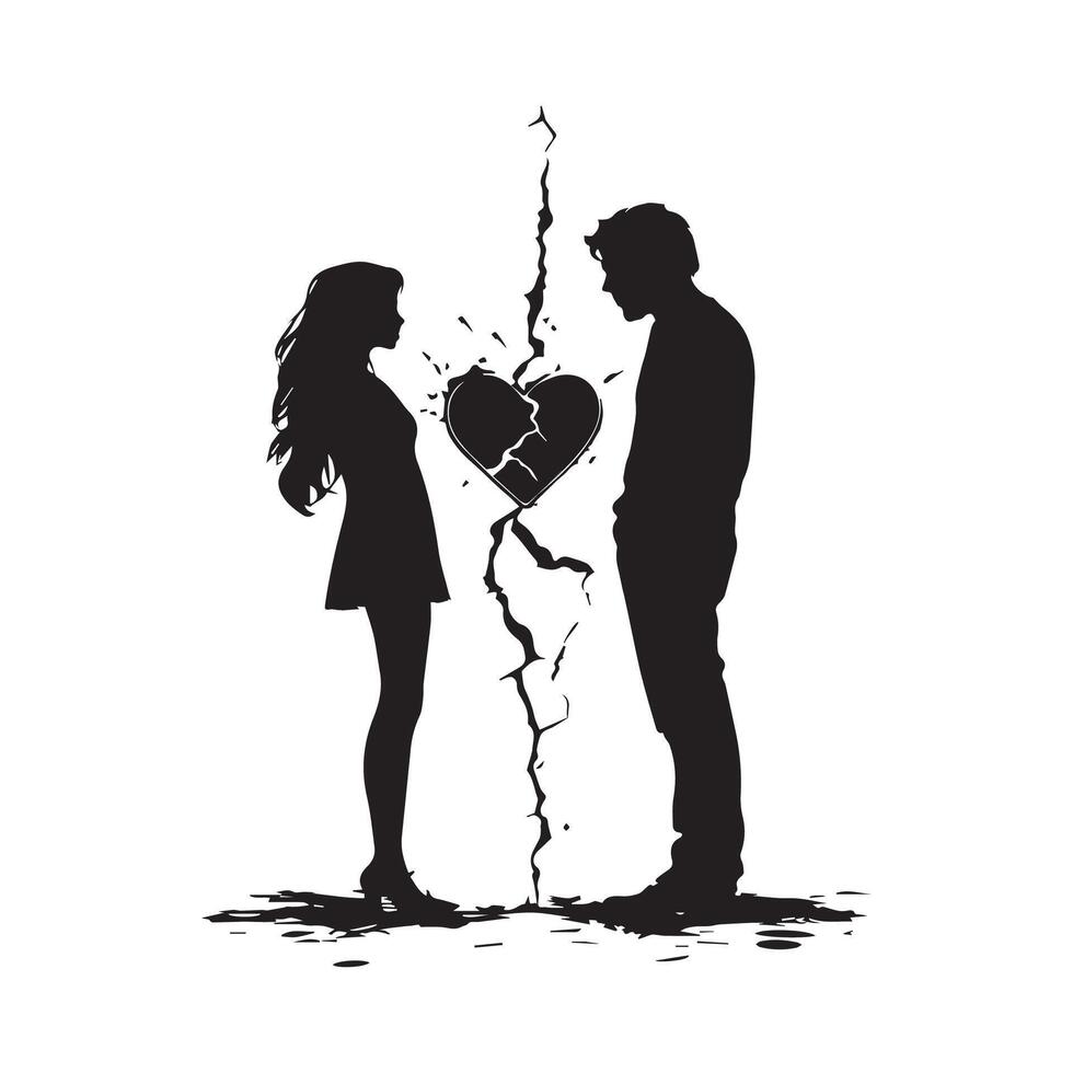 Silhouette Broken Heart image. Broken Heart Illustration Stock Illustrations. vector