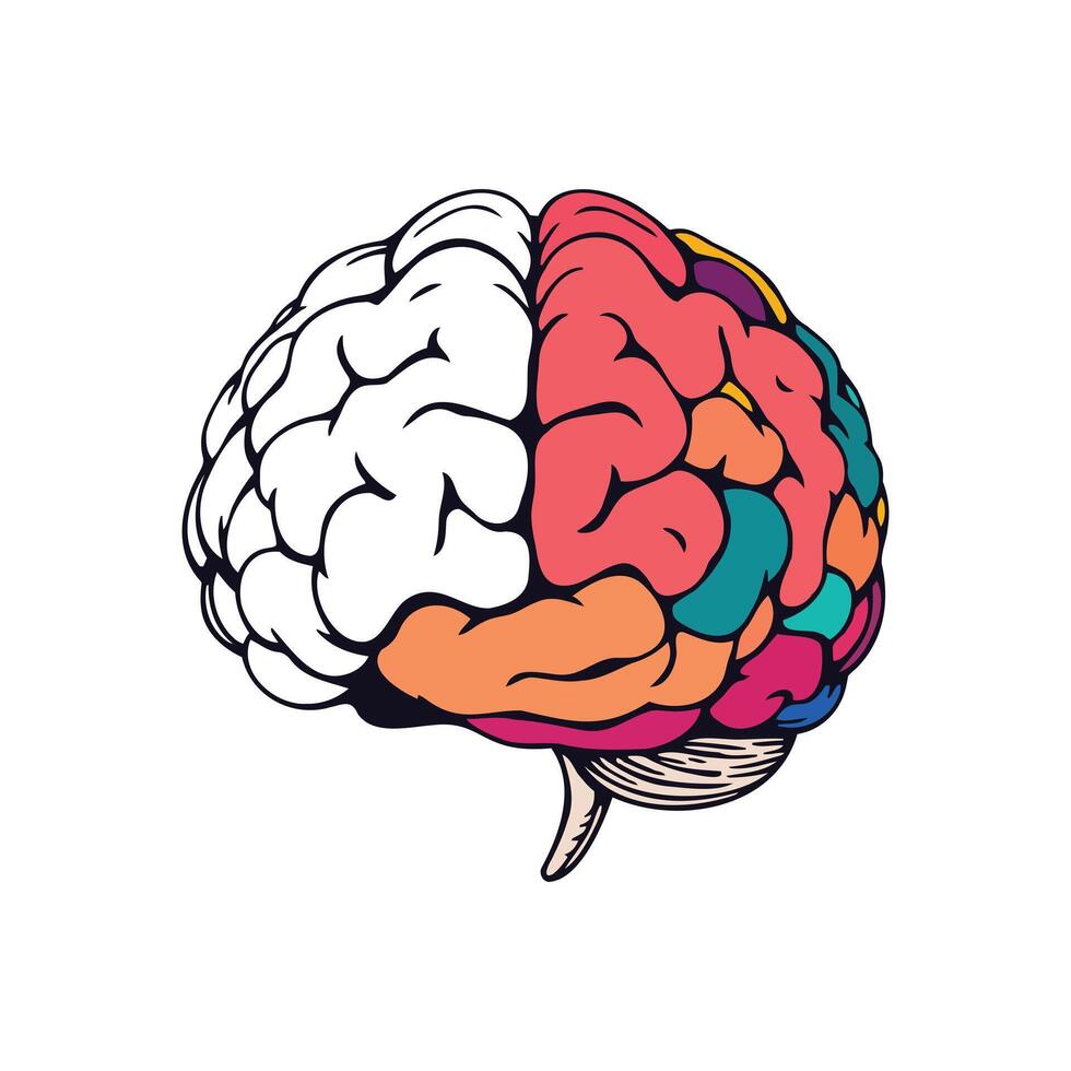 Creative Brain Autism Awareness Left vs Right Hemisphere vector