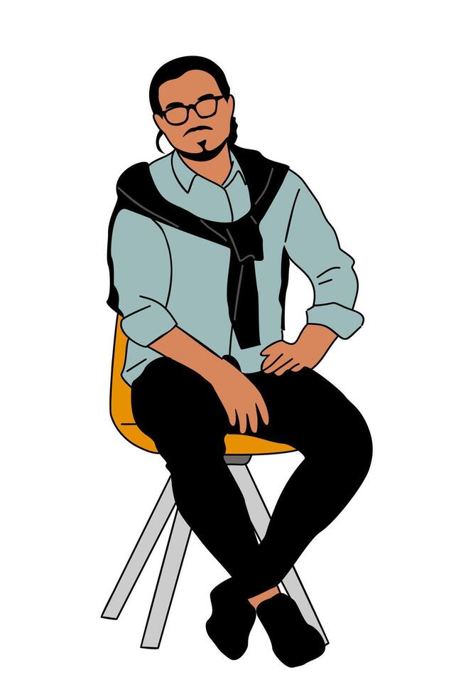 Business man in casual clothes sitting on chair vector